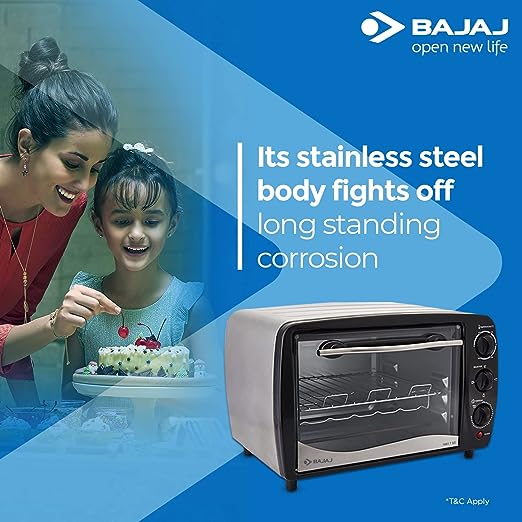 Bajaj Majesty 1603 TSS 16L Oven Toaster Griller (16 Litres OTG) Baking & Grilling Accessories, Oven for Kitchen with Stainless Steel Body, 2 Year Warranty, Black & Silver Bajaj Majesty 1603 TSS 16L Oven Toaster Griller (16 Litres OTG) Baking & Grilling Accessories, Oven for Kitchen with Stainless Steel Body, 2 Year Warranty, Black & Silver